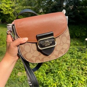 NWT Coach Morgan Saddle Bag In Colorblock Signature Canvas Purse Sling